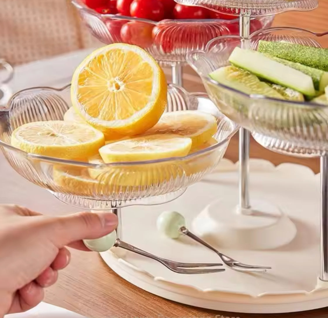 Multilayer Rotating Display Stand, Cakes Snacks and Fruits Stand, 3 Tier Fruit Plate, Stable Modern Dried Fruit Plate Multilayer Rotating Display Stand, Cakes Snacks and Fruits Stand, 3 Tier Fruit Plate, Stable Modern Dried Fruit Plate